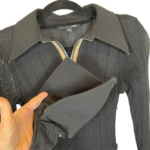 Ellery Calabasas Zip Front Snake Panel Black Dress Full Skirt Size 2 - Picture 4 of 16